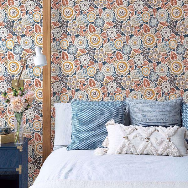 A Street Prints Lucy Navy Floral Wallpaper