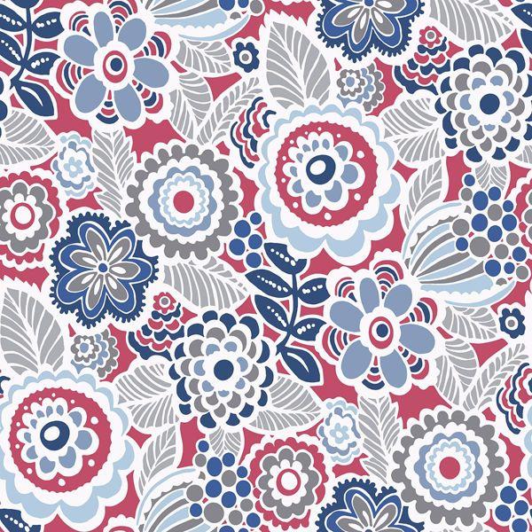 a street prints Lucy Red Floral Wallpaper