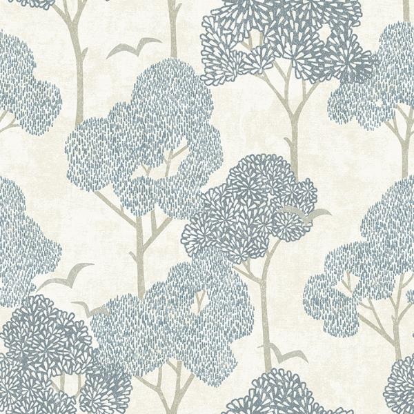 a street prints Lykke Blue Textured Tree Wallpaper