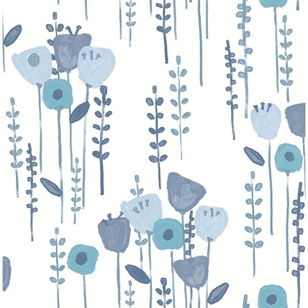 a street prints Mabel Blue Floral Field Wallpaper