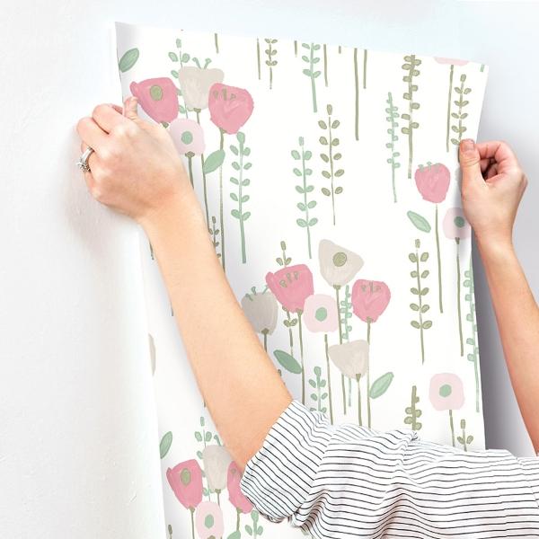 A Street Prints Mabel Pink Floral Field Wallpaper