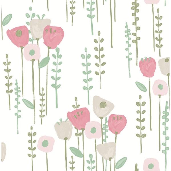 a street prints Mabel Pink Floral Field Wallpaper