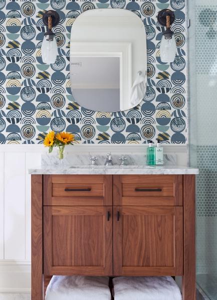 A Street Prints Mahe Blue Mod Geometric Wallpaper