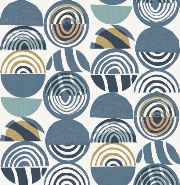 a street prints Mahe Blue Mod Geometric Wallpaper