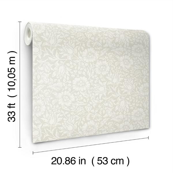 A Street Prints Mallow Dove Floral Vine Wallpaper