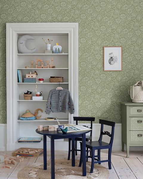 A Street Prints Mallow Green Floral Vine Wallpaper