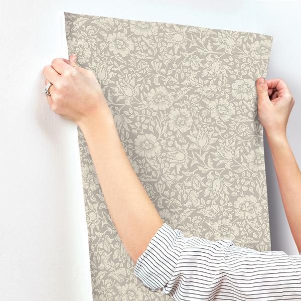 A Street Prints Mallow Grey Floral Vine Wallpaper