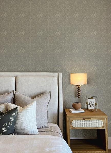 A Street Prints Mara Grey Tulip Ogee Wallpaper