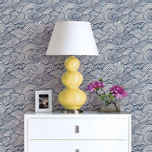 A Street Prints Mare Navy Wave Wallpaper