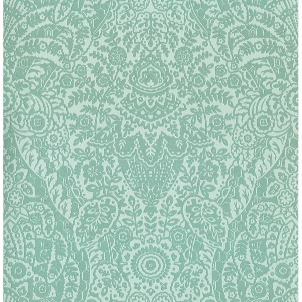 a street prints Maris Mint Flock Damask Wallpaper