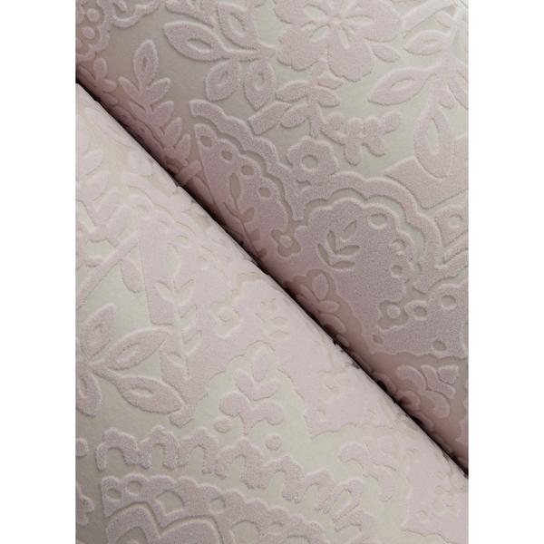 A Street Prints Maris Pink Flock Damask Wallpaper