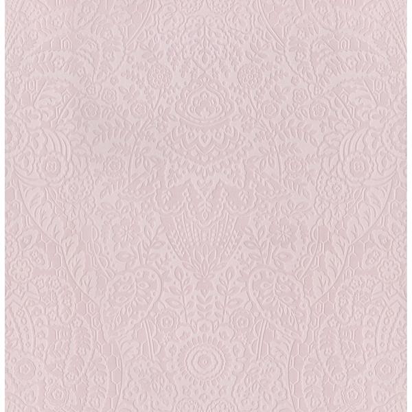 a street prints Maris Pink Flock Damask Wallpaper