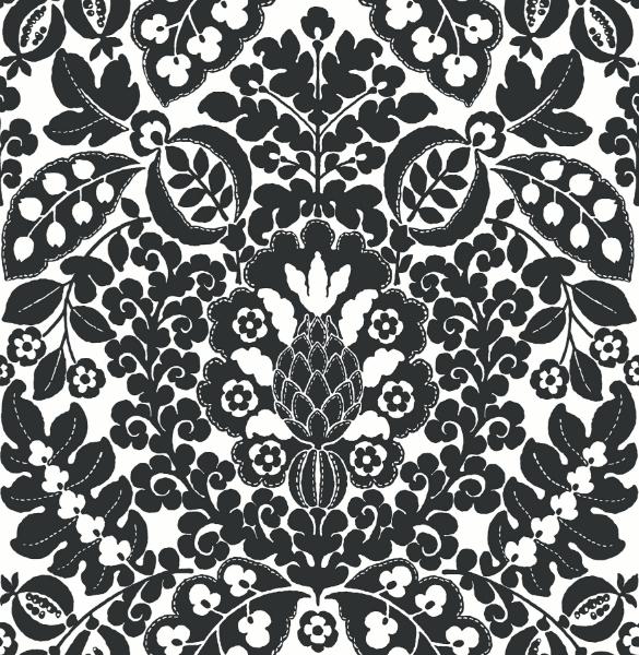 a street prints Marni Black Fruit Damask Wallpaper