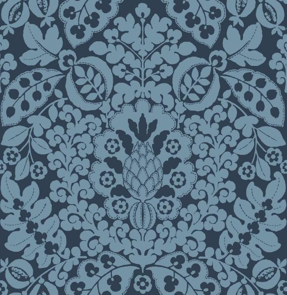 a street prints Marni Navy Fruit Damask Wallpaper