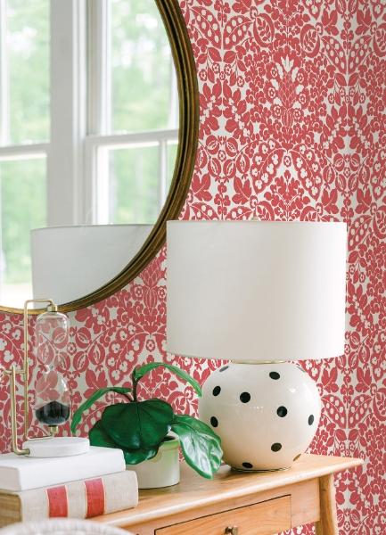 A Street Prints Marni Red Fruit Damask Wallpaper