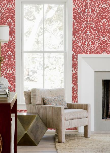 A Street Prints Marni Red Fruit Damask Wallpaper