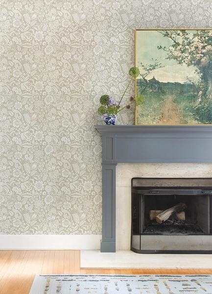 A Street Prints Marta Beige Floral Trail Wallpaper