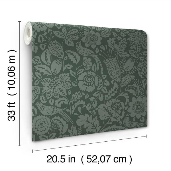 A Street Prints Marta Green Floral Trail Wallpaper