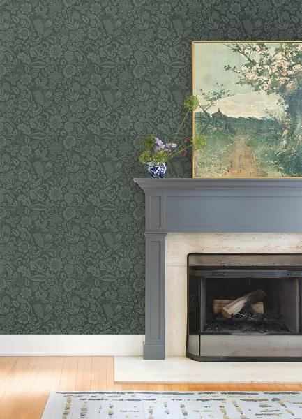 A Street Prints Marta Green Floral Trail Wallpaper