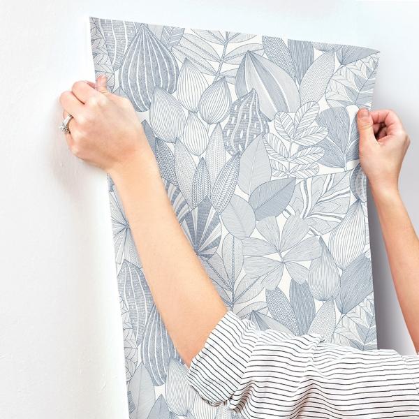 A Street Prints Mathias Blue Botanical Wallpaper
