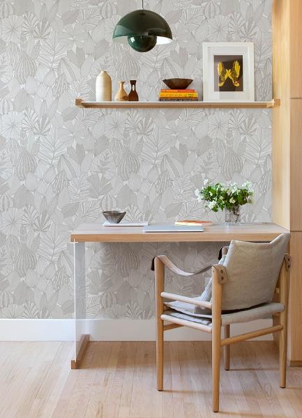 A Street Prints Mathias Grey Botanical Wallpaper