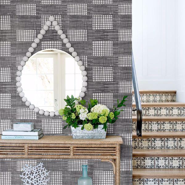 A Street Prints Maxwell Black Geometric Wallpaper