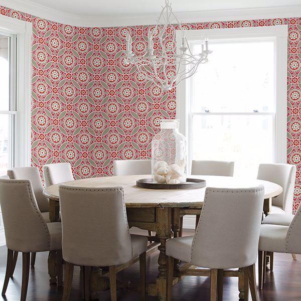 A Street Prints Maya Pink Medallion Wallpaper