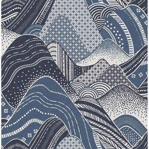 a street prints Meru Navy Mountain Wallpaper