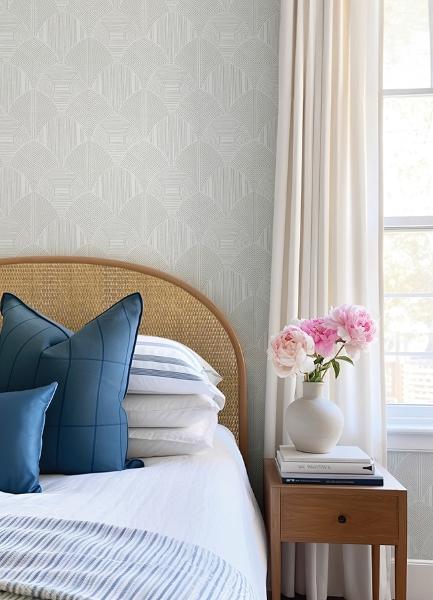 A Street Prints Meyberg Silver Geometric Wallpaper