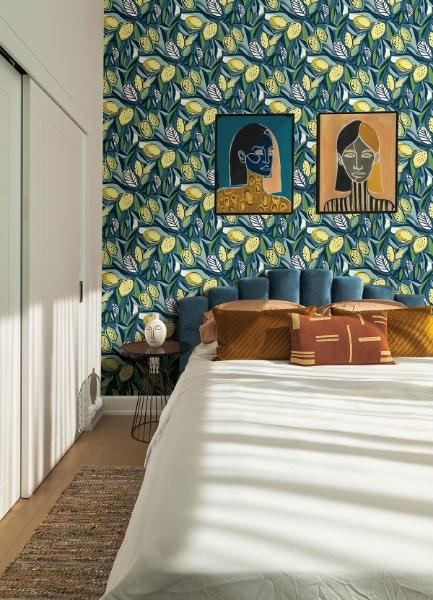 A Street Prints Meyer Blue Citrus Wallpaper