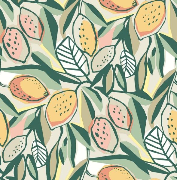 a street prints Meyer Peach Citrus Wallpaper