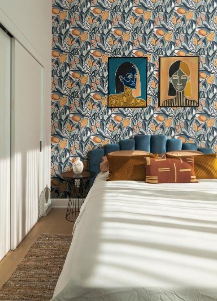 A Street Prints Meyer Teal Citrus Wallpaper