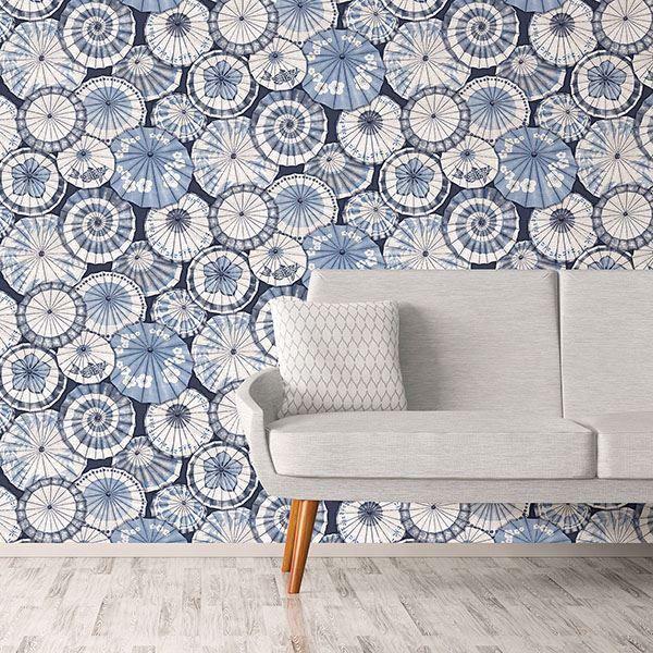 A Street Prints Mikado Blue Parasol Wallpaper