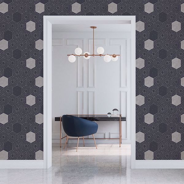 A Street Prints Momentum Navy Geometric Wallpaper