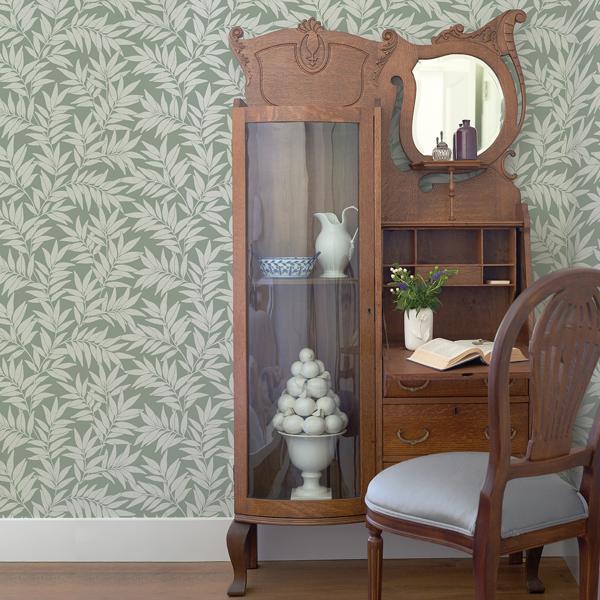 A Street Prints Morris Green Leaf Wallpaper