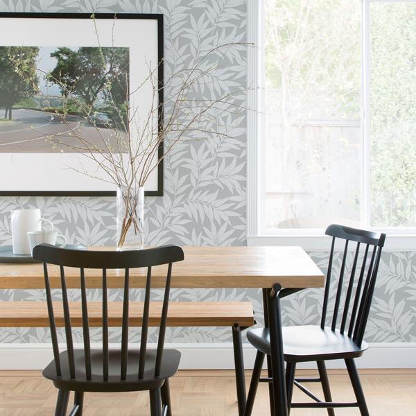 A Street Prints Morris Light Grey Leaf Wallpaper