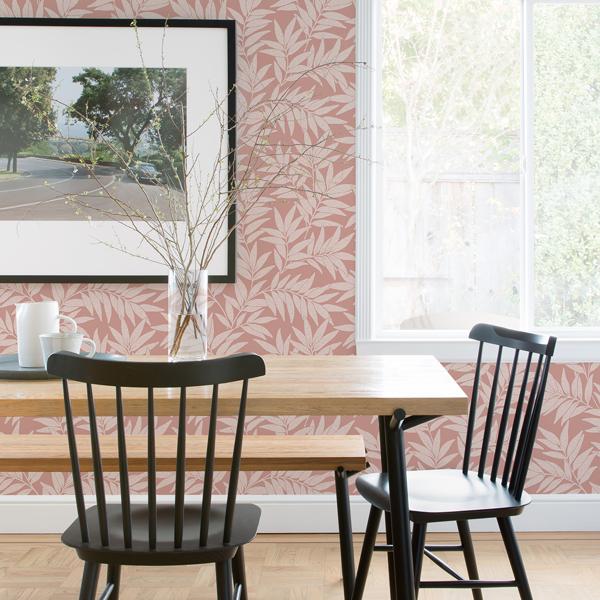 A Street Prints Morris Pink Leaf Wallpaper