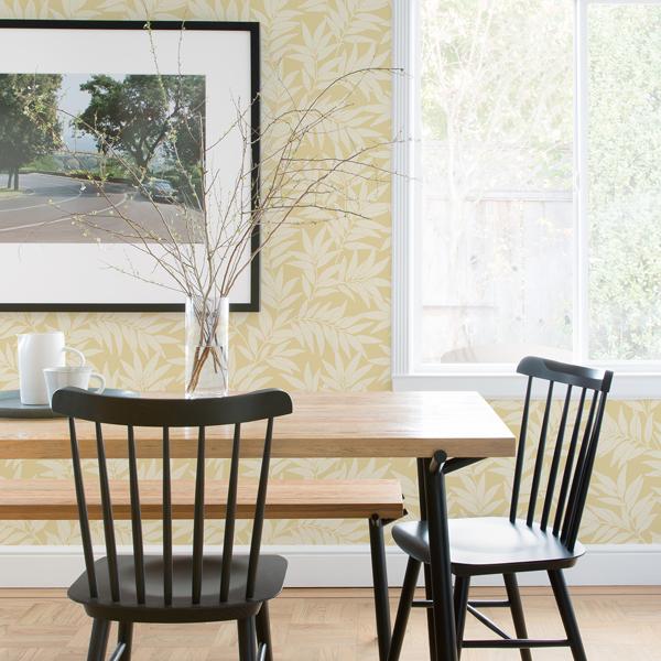 A Street Prints Morris Yellow Leaf Wallpaper