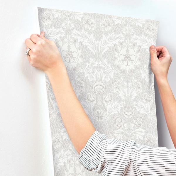 A Street Prints Myrtle Dove Floral Ogee Wallpaper