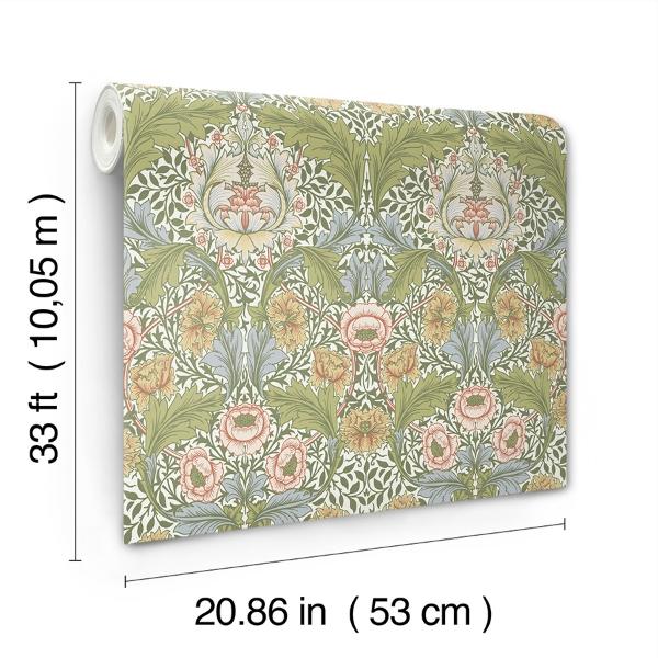 A Street Prints Myrtle Green Floral Ogee Wallpaper