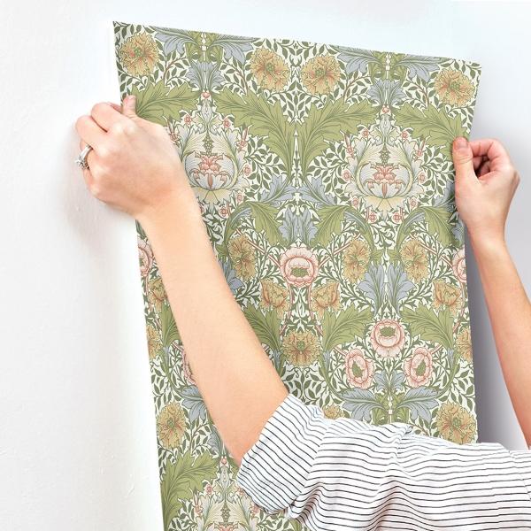 A Street Prints Myrtle Green Floral Ogee Wallpaper