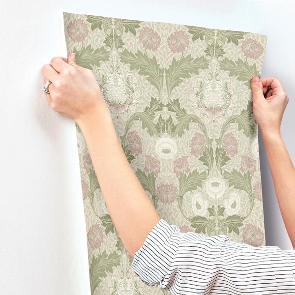 A Street Prints Myrtle Mauve Floral Ogee Wallpaper
