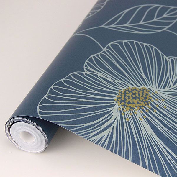 A Street Prints Mythic Blue Floral Wallpaper