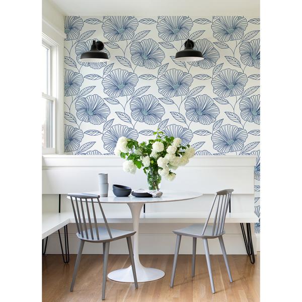 A Street Prints Mythic Blue Floral Wallpaper