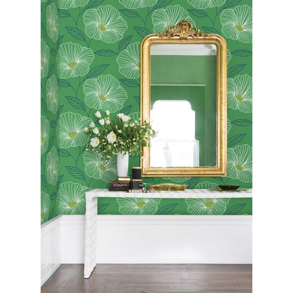 A Street Prints Mythic Green Floral Wallpaper