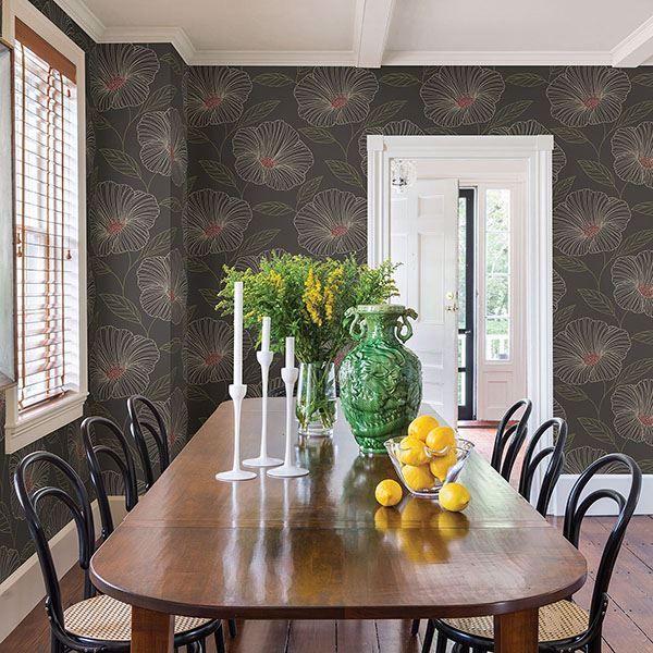 A Street Prints Mythic Grey Floral Wallpaper