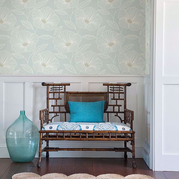 A Street Prints Mythic Seafoam Floral Wallpaper