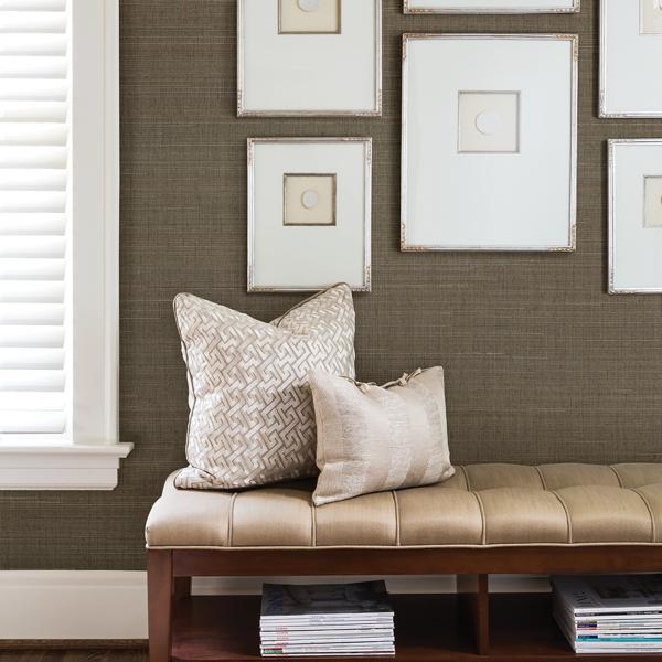A Street Prints Nanking Brown Grasscloth Wallpaper