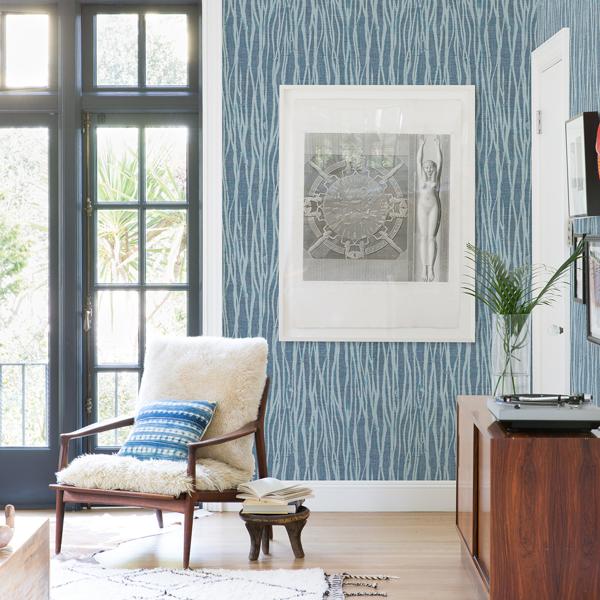 A Street Prints Nazar Indigo Stripe Wallpaper