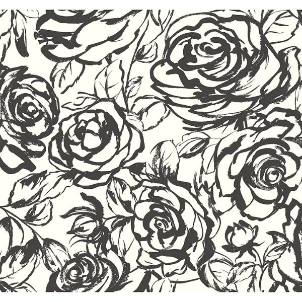 a street prints Nelda Black Rose Wallpaper